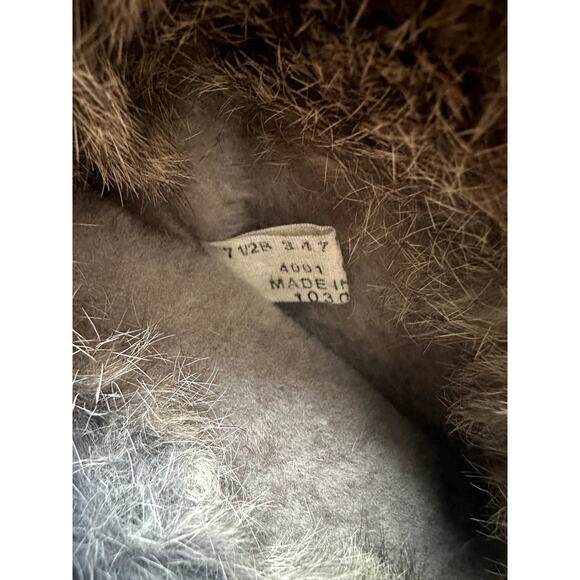 Frye Vintage Natalie Rabbit Fur Cuffed Burgundy Leather Boots 7.5 - Picture 8 of 12